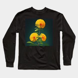 Closeup of Fantasy Mimosa Flowers - Yellow and Orange Flower Long Sleeve T-Shirt